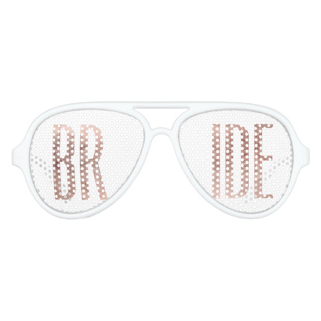 Chic Faux Rose Gold Bride Sunglasses (Front)