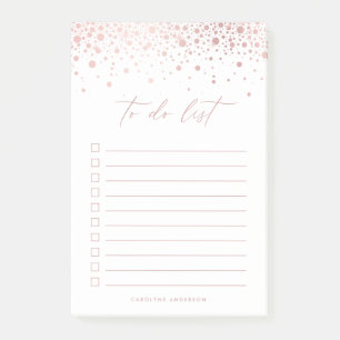 Chic Faux Rose Gold Foil Confetti Dot Personalized Post-it Notes