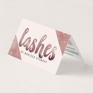 Chic Faux Rose Gold Glitter Sequins Lashes Business Card