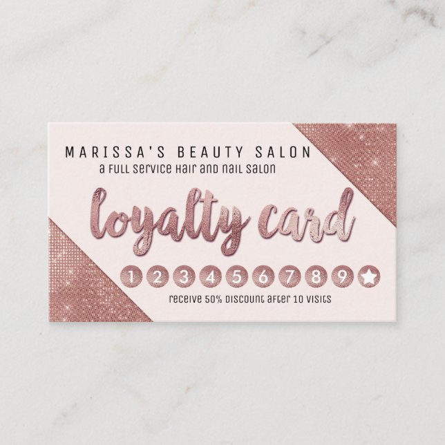 Chic Faux Rose Gold Glitter Sequins Loyalty (Front)