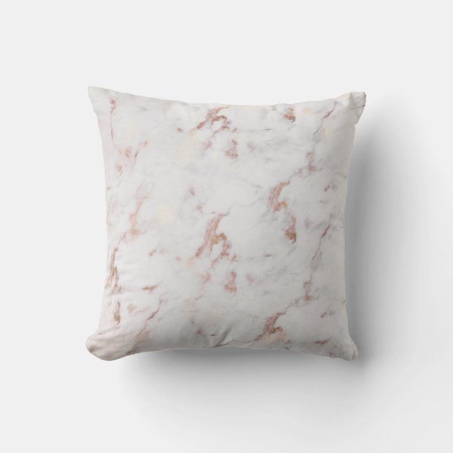 Chic Faux Rose Gold Marble Motif Coussin (Recto)