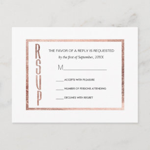 Chic Faux Rose Gold RSVP Postcards