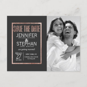 Chic Faux Rose Gold Save the Date Postcards