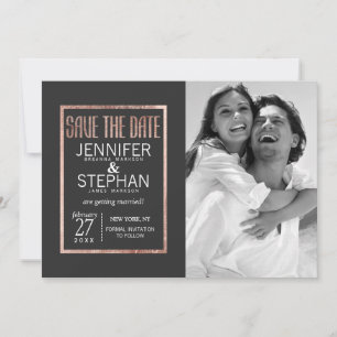 Chic Faux Rose Gold Save the Dates Date