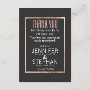 Chic Faux Rose Gold Thank You Cards