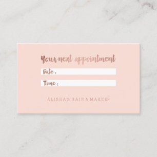 Chic faux rose gold typography blush appointment card