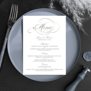 Chic Faux Silver Foil Wedding Menu Template