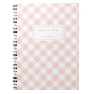 Chic Feminine Blush Pink Buffalo Plaid Notebook