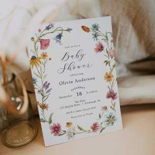 Chic Feminine Wildflower Baby Shower  Invitation