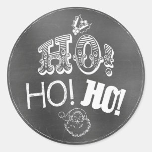 Chic Festive Chalkboard Ho, Ho, Ho Santa Classic Round Sticker
