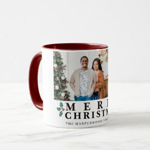 Chic Festive Typography Merry Christmas 3 Photo Mug