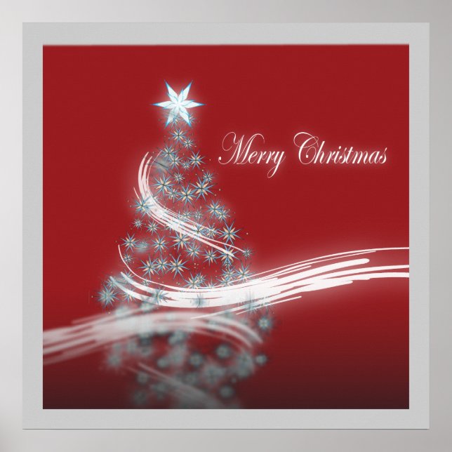 chic festive xmas evergreen Christmas Tree Poster (Front)