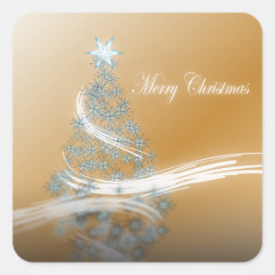 chic festive xmas evergreen Christmas Tree Square Sticker
