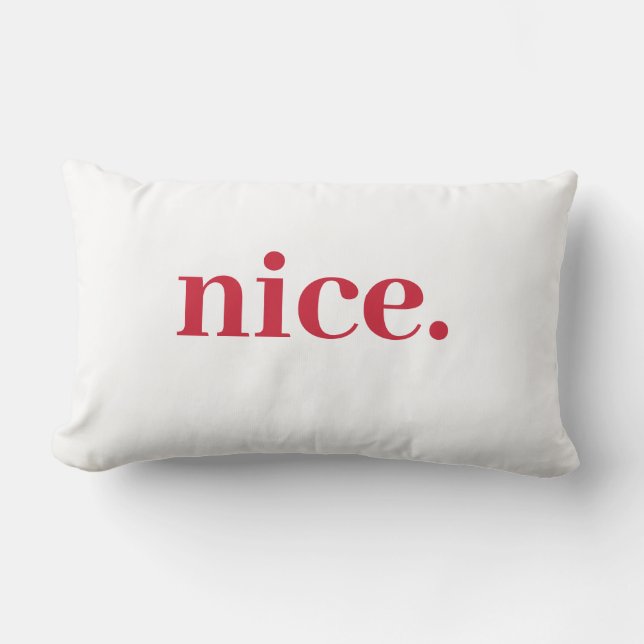 "Chic Festivity: 'Nice' Modern Christmas Throw Pil Lumbar Pillow (Front)
