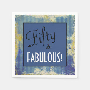 Chic Fifty & FABULOUS! 50th Birthday Party Blue Napkin