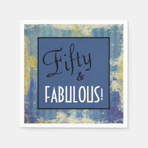 Chic Fifty & FABULOUS! 50th Birthday Party Blue Napkin
