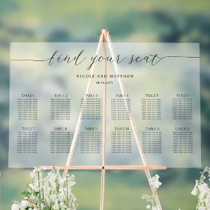 Chic Find Your Seat Seating Plan Frosted Acrylic Sign