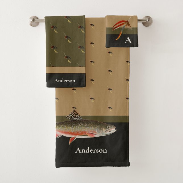 Chic Fishermen's Fly fishing and Trout Bath Towel Set (Insitu)
