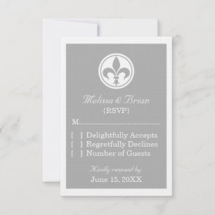 Chic Fleur De Lis Response Card, Grey
