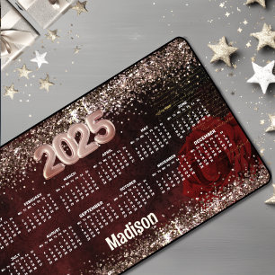 Chic fleur rouge faux or parties scintillant monog