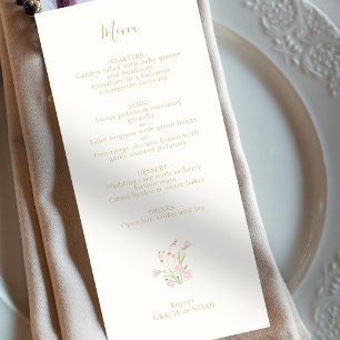 Chic Fleur sauvage Bouquet Ivory Card Mariage Menu