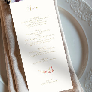 Chic Fleur sauvage Carte ivoire Menu Mariage