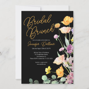 Chic Fleur sauvage Script Bridal Brunch Invitation