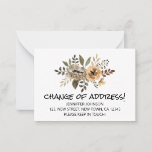 Chic Flora Change Of Address  Announcement Card