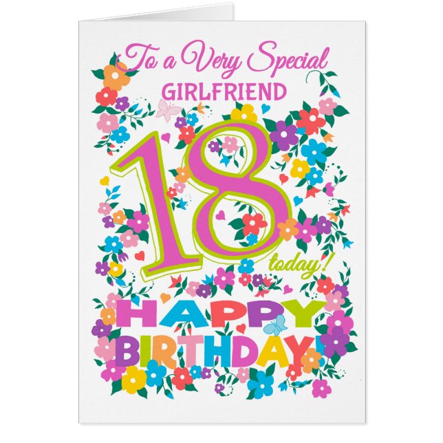 Chic Floral 18ème anniversaire pour Girlfriend (Devant)