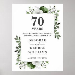 Chic Floral 70e Mariage Affiche de bienvenue Anniv