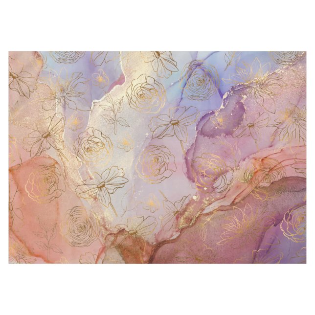 Chic Floral Abstract Pastel Coloured Tablecloth (Front (Horizontal))