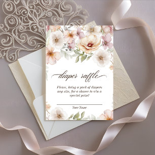 Chic Floral Baby in Bloom Watercolor Diaper Raffle Enclosure Card