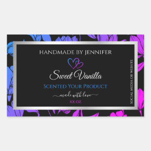 Chic Floral Bleu Rose Bleu Étiquettes de produits