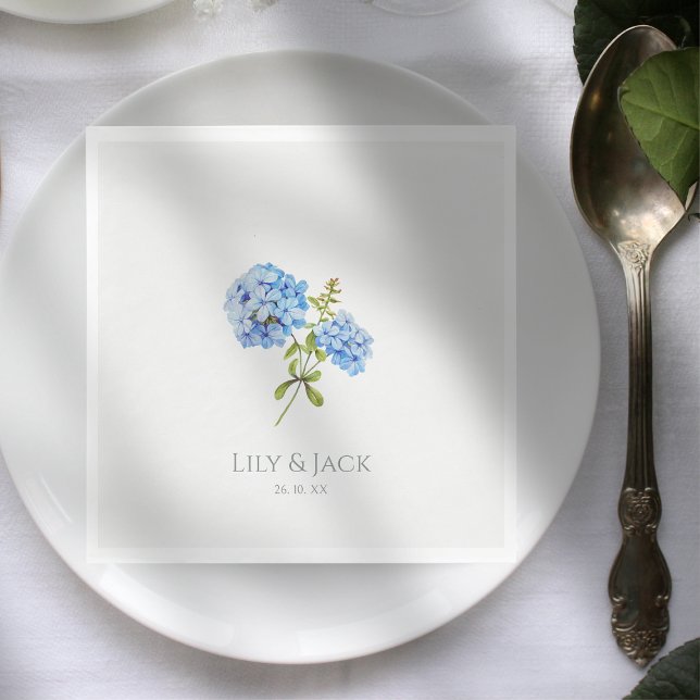 Chic Floral Blue Hydrangea Event Wedding  Napkin (Creator Uploaded)