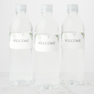 Chic Floral Blue Hydrangea Event Wedding Water Bottle Label