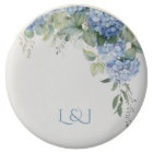 Chic Floral Blue Hydrangea Monogram Mariage