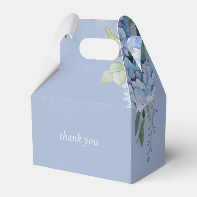 Chic Floral Blue Periwinkle Hydrangea  Favor Box (Front Side)