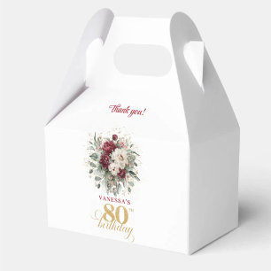 Chic Floral Blush Burgundy 80th Birthday Favour Bo Favor Box