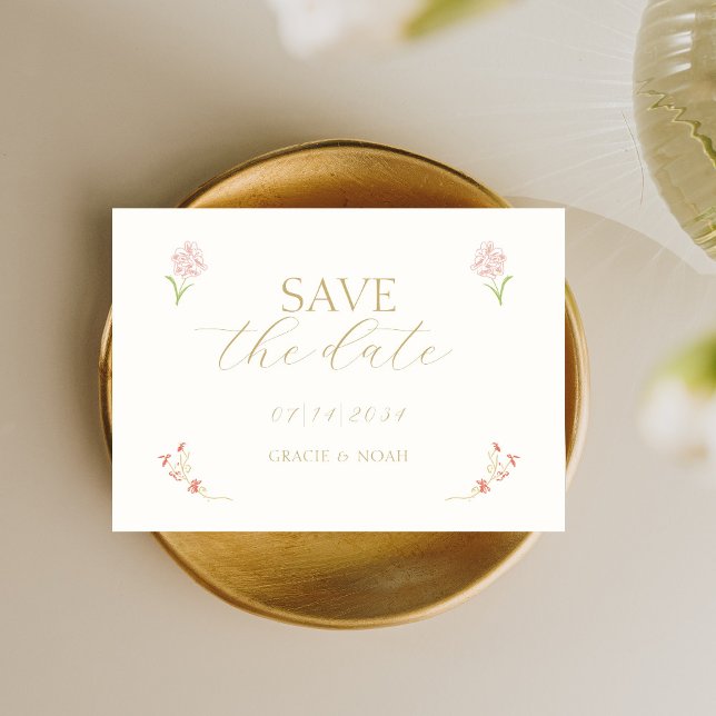 Chic Floral Blush & Ivory Calligraphy Wedding Save The Date (Creator Uploaded)