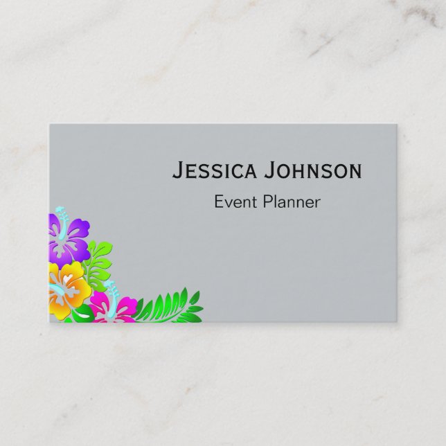 Chic Floral Border Monogram Business Card (Front)
