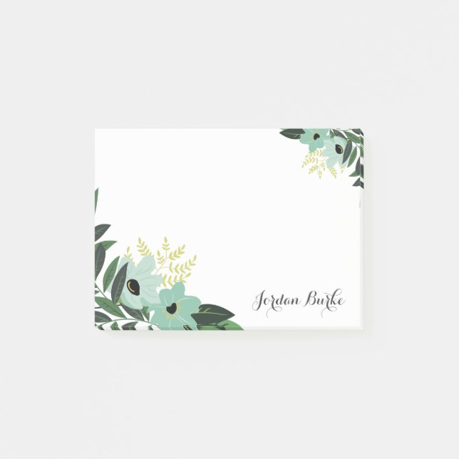 Chic Floral Border Monogram Post-it Notes (Front)