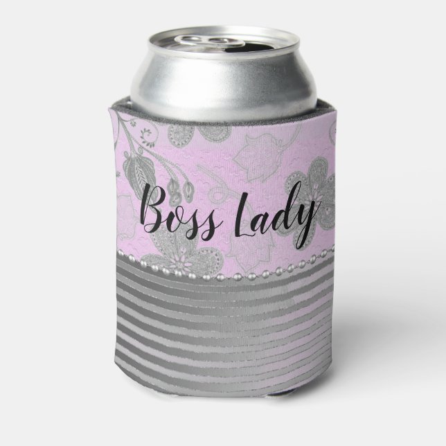Chic Floral "Boss Lady"   Can Cooler (Can Back)