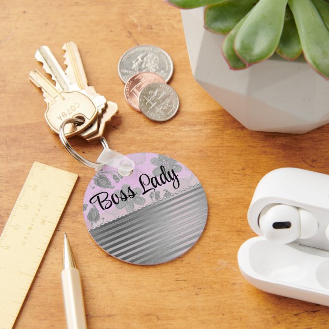Chic Floral "Boss Lady"  Keychain (Desk)