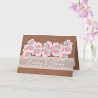 Chic Floral Bouquet Pink Rose Bud Flowers Birthday
