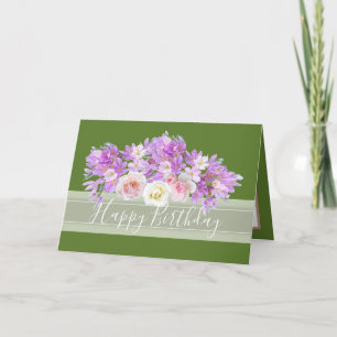 Chic Floral Bouquet Rose & Crocus Flowers Birthday Card
