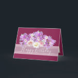Chic Floral Bouquet Rose & Crocus Flowers Birthday Card<br><div class="desc">Gorgeous bouquet of white and pink roses with purple and pink crocuses against a cranberry pink colour background. The birthday greeting text uses an attractive script typography font. The flowers cover the front of this card which can be used as a thank you card, a birthday card, or any other...</div>