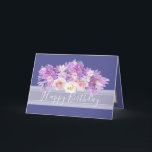 Chic Floral Bouquet Rose & Crocus Flowers Birthday Card<br><div class="desc">Gorgeous bouquet of white and pink roses with purple and pink crocuses against a purple colour background. The birthday greeting text uses an attractive script typography font. The flowers cover the front of this card which can be used as a thank you card, a birthday card, or any other card...</div>