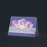 Chic Floral Bouquet Rose & Crocus Flowers Birthday Card<br><div class="desc">Gorgeous bouquet of white and pink roses with purple and pink crocuses against a purple colour background. The birthday greeting text uses an attractive script typography font. The flowers cover the front of this card which can be used as a thank you card, a birthday card, or any other card...</div>