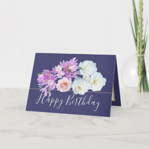 Chic Floral Bouquet Rose & Crocus Flowers Birthday Card
