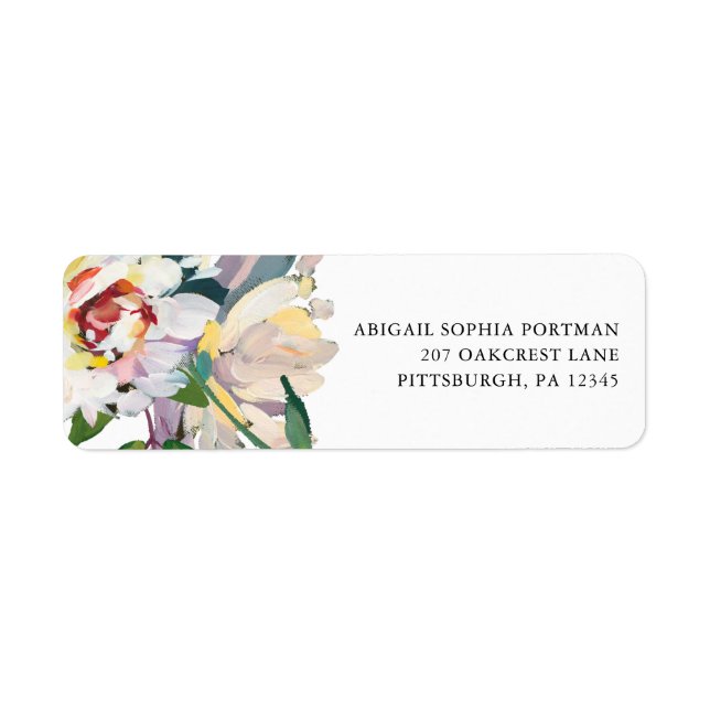 Chic Floral Bouquet Wedding Mailing Label (Front)